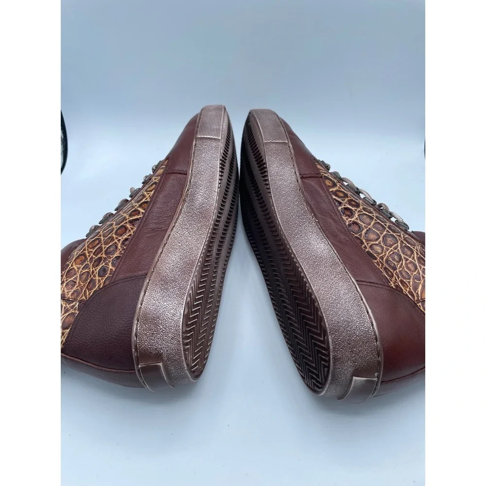 Belvedere Lucio Mens Brown Leather Alligator High Top Sneakers Size 12 Y12/LUCIO